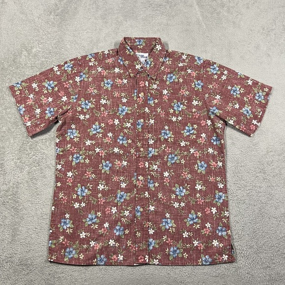 Reyn Spooner Hawaiian Shirt Mens Medium Floral Button Up Reverse Print - Picture 2 of 10